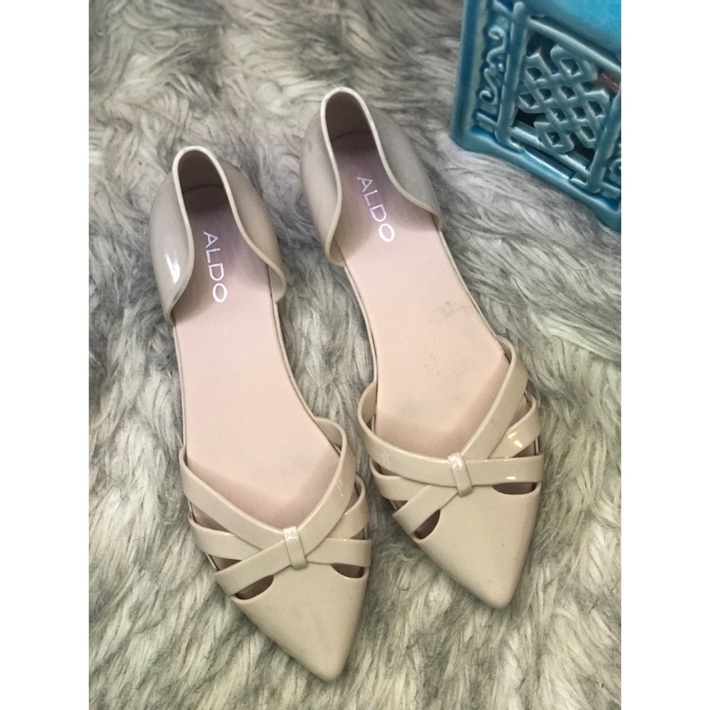 Aldo tan pointy toe jelly flat